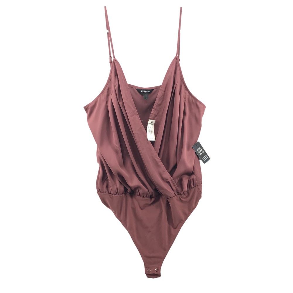 Express Mauve Bodysuit Size Large NEW NWT Surplice Neckline Adjustable Straps